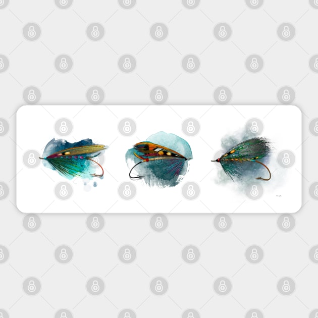 Classic Combo Salmon Flies Sticker by MikaelJenei